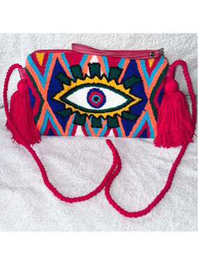 NWOT Sunburst Evil Eye Crossbody Clutch Hand Bag Crossbody Handmade in Colombia